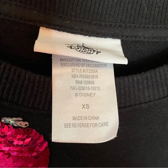 Walt Disney World Sequined Mickey Lightweight Sweatshirt. Black/ Hot Pink. XS - Picture 5 of 14